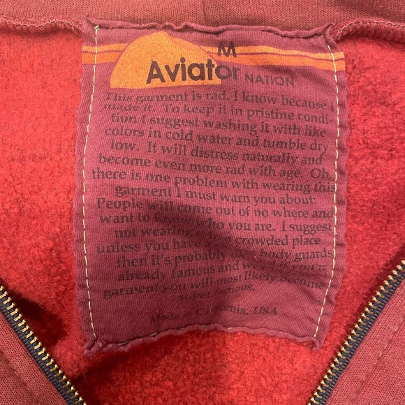 Aviator Nation Red Zip-Up Hoodie with Rainbow Graphics - Picture 3 of 3